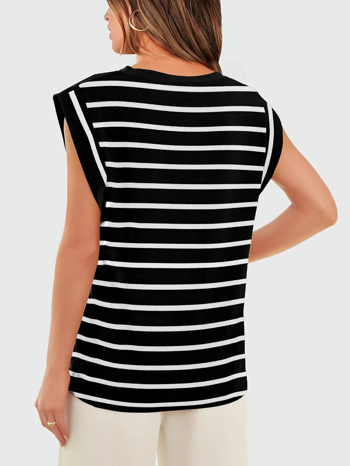 Women's Crewneck Cap Sleeve Casual Tank Basic Tee