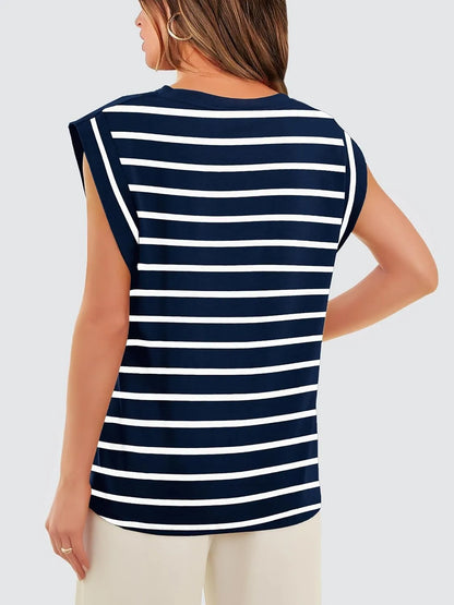 Women's Crewneck Cap Sleeve Casual Tank Basic Tee