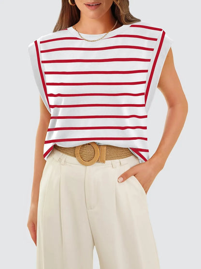 Women's Crewneck Cap Sleeve Casual Tank Basic Tee